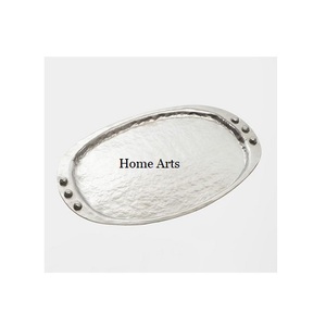 Plateau de service à chocolat en acier inoxydable de nouvelle conception avec poignées en forme de feuille plateau de service de collations de taille personnalisée en vrac - Product Image 2