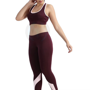 Conjunto de Yoga de 2 Piezas para Mujer, de Alta Calidad, Sin Costuras, Antibacteriano, Diseño Sólido, Spandex/Nailon, Ropa Deportiva para Gimnasio, Cintura Elástica - Product Image 4