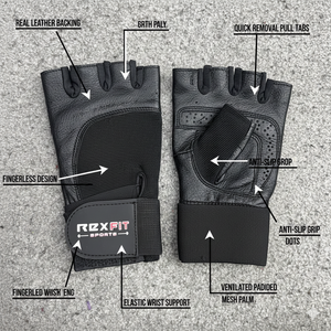 ถุงมือยิมมืออาชีพ ถุงมือยิมแบบครึ่งนิ้ว ถุงมือรองรับข้อมือ ถุงมือยิมระบายอากาศได้สำหรับถุงมือยกของสำหรับงานหนักแบบยูนิเซ็กซ์ - Product Image 5