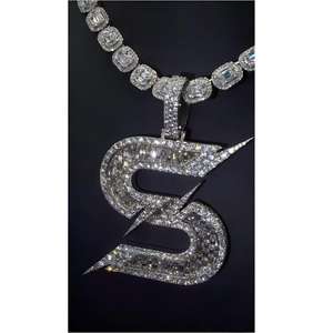 Quality Timeless Moissanite <b>Letter</b> Shaped Pendant Necklace To Celebrate Love Available at Bulk Quantity 925 Sterling Silver - Product Image 5