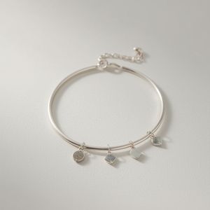 Minimal Solid Gold Cushion Cut Gemstone Charm <b>Bangle</b> Bracelet Modern Luxury <b>Fine</b> Jewelry for Women OEM GIA Certified - Product Image 2