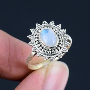 Anillo clásico de plata maciza 925, joyería para mujer, piedra lunar de Plata de Ley 925, piedra preciosa, estilo bohemio, anillo hecho a mano, regalo para mamá - Product Image 5