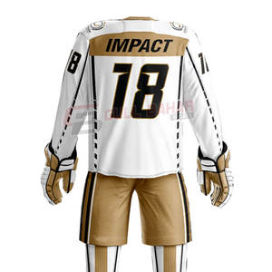 Maillot de hockey sur glace personnalisé avec empiècement d'épaule et logos brodés Uniforme de hockey avec double tricot - Product Image 4
