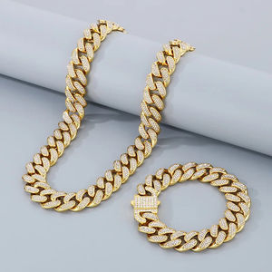 Cadena y Pulsera de Moda Hip Hop Cubana de 22 mm con Incrustaciones de Circonitas, Personalizable, Accesorio de Collar Personalizable - Product Image 1