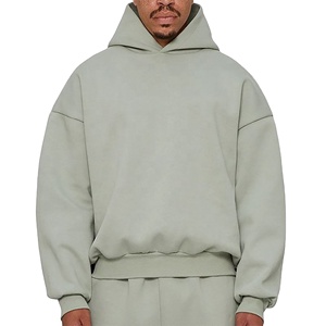 High Quality 400gsm Heavyweight Pullover <b>Hoodie</b> 100% Cotton <b>Fleece</b> Dropped Shoulders Oversized Breathable Solid Men's 2026 - Product Image 2