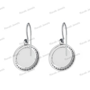 ต่างหูห้อย925เงินสเตอร์ลิงคุณภาพสูง10มม. เซอร์คอนภูเขาว่างเปล่าเครื่องประดับการค้นหาส่วนประกอบ - Product Image 3