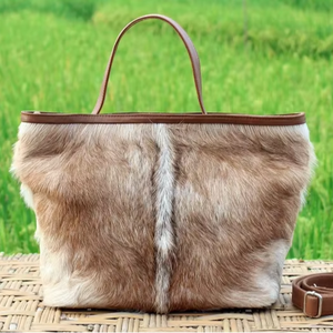 Bolso de mano de piel auténtica hecha a mano para mujer, bolso de compras de piel Bohemia con estilo - Product Image 1