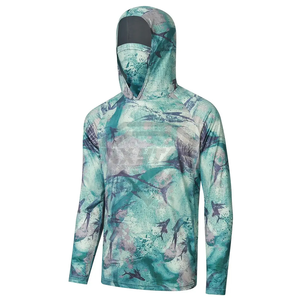 Sudadera con capucha de pesca de fibra de bambú con patrón en blanco deportivo ligero Upf 50 + Uv Soft Quick Dry Performance Sudadera CON CAPUCHA DE PESCA OEM con servicio - Product Image 1