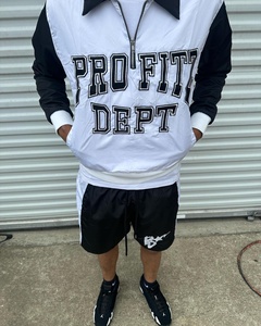 ชุด2ชิ้นกางเกงขาสั้นและแจ็กเก็ตสตรีทแวร์ผ้าไนล่อนมีซิปชุดกันลม - Product Image 4