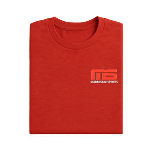 Logotipo personalizado y OEM ODM compatible liso rojo 100% algodón camiseta cuello redondo manga corta para hombres tela de punto - Product Image 4