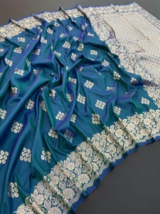 Nuevo traje de diseñador, superventas, blusa sari de algodón Banarasi puro suave con trabajo de tejido, aspecto elegante, compras en línea de la India - Product Image 5