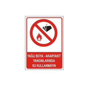Panneau de signalisation pour la sécurité en matière de consommation d'eau en cas d'incendies d'huile, de peinture et de carburant - Product Image 1