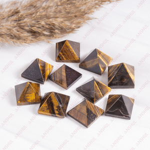 Pyramides en cristal d'œil de tigre naturel polies et gravées en gros, mascotte pour la décoration spirituelle de la maison et le Feng Shui - Product Image 4