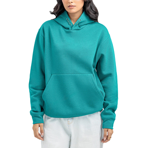Sweat-shirts en turquoise uni de haute qualité personnalisés, manches longues, poche kangourou, sweat-shirt en polaire d'hiver pour femmes - Product Image 6