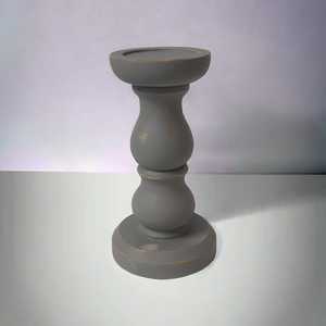 Luxury Gray Antique Modern Farmhouse Indian Artisanal Mango Wood <b>Candle</b> Stand Home Decor for Christmas Weddings - Product Image 2