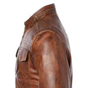 เสื้อแจ็คเก็ตหนังคุณภาพดีสำหรับผู้ชาย ดีไซน์ยอดนิยม สไตล์ลำลอง ปิดด้วยซิป หนังลายจระเข้สุดฮิต - Product Image 5