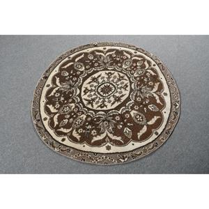 Vintage Rug, 3.5x3.6 ft Turkish Rug, <b>Brown</b> Bordered <b>Wool</b> Rug - Product Image 4