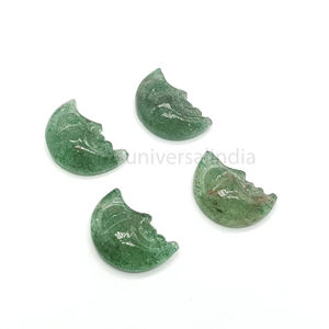 Naturel Vert Fraise Quartz Croissant De Lune Visage Sculpté À La Main Gemme Pour La Fabrication De Bijoux Quartz Demi-Lune Charme En Gros En Vrac - Product Image 4