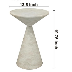 Tambor redondo y mesa de centro de forma cuadrada con tapa de cristal de mármol de madera duradera Diseño único martillado de metal - Product Image 5