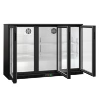 Réfrigérateur de bar commercial - 1350 mm - 320 L - avec 3 portes vitrées à charnières - Noir