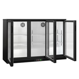 Réfrigérateur de bar commercial - 1350 mm - 320 L - avec 3 portes vitrées à charnières - Noir - Product Image 5