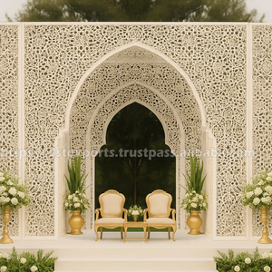 Mandap contemporain découpé au laser pour mariages abordables, mandap de mariage luxueux sculpté, construction légère en métal, Inde - Product Image 5