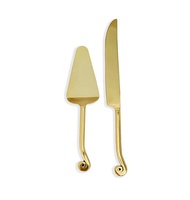 Juego de servidor de cuchillos de pastel de Metal de alta calidad para bodas y fiestas Utensilio de servicio de corte de pastel elegante del fabricante