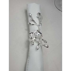 Anillo de acero inoxidable con forma de hoja de palma blanca, elegante, para fiesta, hotel, redonda servilleta de calidad Premium, para boda - Product Image 4