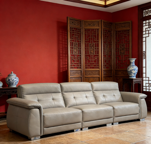 أريكة فاخرة من الجلد الصناعي عالي الجودة، تتميز باللمسة الأنيقة، مثالية لغرفة المعيشة في الفيلات، أثاث منزلي فاخر وراقي. - Product Image 5