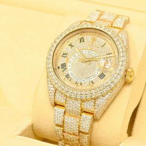 Montre de luxe en acier inoxydable doré avec diamants Moissanite VVS1, automatique, pour homme, en gros - Product Image 1