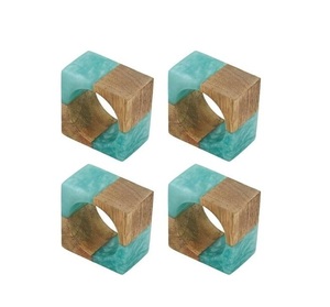 Rond de serviette en bois et résine unique pour décoration de table de mariage anneau de serviette en tissu au prix de gros - Product Image 6