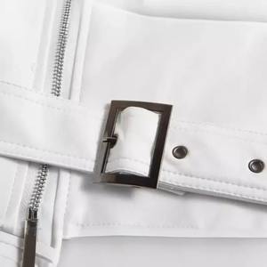 Chaqueta de cuero blanca para hombre, moda sólida, manga larga, cuello vuelto, abrigo para hombre - Product Image 4