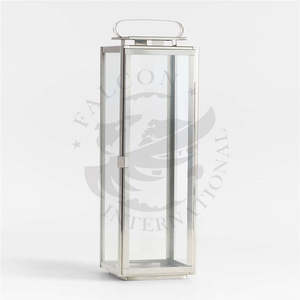 Lanterne à bougie de décoration d'intérieur en fer/acier et verre, design moderne, finition noire, lavée à la main, taille personnalisée - Product Image 2