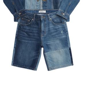 Fabricants de shorts personnalisés pour hommes, streetwear, denim délavé, chemises à manches longues et shorts, ensemble deux pièces - Product Image 6