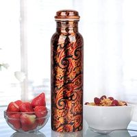 Bouteilles d'eau en cuivre anti-fuite à imprimé paon les plus vendues 1 L Bouteille d'eau en cuivre Cadeau personnalisé fait à la main par HAND MADE CRAFT
