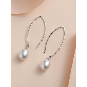 Pendientes colgantes de perlas reales elegantes para niñas - Product Image 3