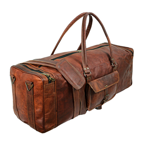 Bolsa de lona de cuero genuino de alta calidad de 32 pulgadas de lujo, bolsillos dobles con cremallera para viajes, gimnasio, deportes, fines de semana, fin de semana para hombres/mujeres - Product Image 1