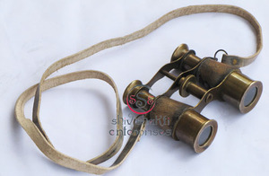 Binocular de latón náutico senderismo Camping envoltura de cuero rojo marino Binocular negro antiguo Binocular coleccionables regalo de Navidad - Product Image 3