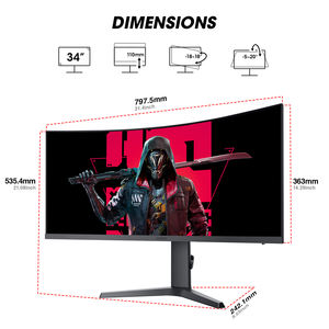 Monitor Gamer Curvo Ultrawide KOORUI 34 Polegadas WQHD 180Hz 1000R 1ms MPRT HDR400 DCI-P3 95% FreeSync Premium 1 DP 1.4 2 para HDMI - Product Image 2
