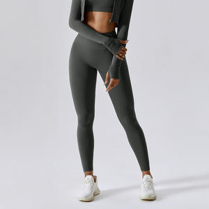 Dropshipping, mallas de gimnasio suaves de cintura alta para mujer, pantalones de entrenamiento personalizados, Control de barriga, levantamiento de glúteos, mallas de Yoga para mujer - Product Image 6