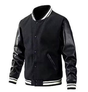 เสื้อแจ็กเก็ตทีมเบสบอลผ้ากำมะหยี่แขนเสื้อหนังปักลายสำหรับผู้ชายและผู้หญิง - Product Image 6