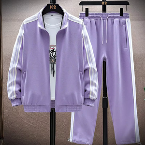 Conjunto deportivo informal personalizado para hombre al por mayor, ropa deportiva de dos piezas a rayas, ropa deportiva para hombre, chaqueta para correr, trajes - Product Image 1