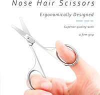 En stock, Vente chaude : Ciseaux à poils de nez en acier inoxydable forgé à la main, outil de beauté pour droitiers, pour soins personnels