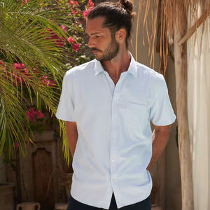 เสื้อเชิ้ตแขนสั้นสำหรับผู้ชาย, เสื้อ40% ผ้าฝ้าย + 60% โพลีเอสเตอร์ - Product Image 3