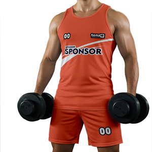 2025 Men Summer Gym Wear Set Custom Logo OEM ODM Tank Top Shorts Two Piece Fitness <b>Outfit</b> Quick Dry Sportswear Active Apparel - Product Image 5