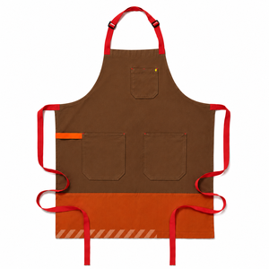 Bib Sleeveless <b>Apron</b> Canvas Blue Orange Multiple Pockets Breathable Durable Cooking Daily Use Simple Style Woven - Product Image 3