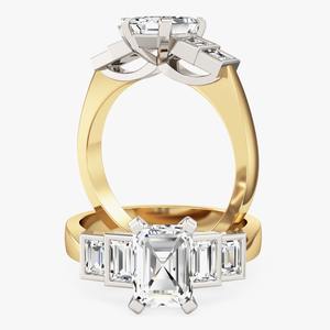 คลาสสิก 5 หินกรงเล็บชุดมรกตรูปร่าง Lab ปลูกแหวนเพชร 14 พัน 18 พันทองคําแข็งการออกแบบที่ทันสมัยโดยตรงจากผู้ผลิต - Product Image 3