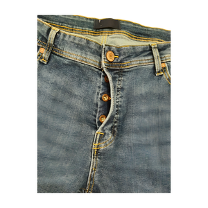 กางเกงยีนส์เดนิมทรงสลิมฟิตสำหรับผู้ชาย ผ้าฝ้าย 98% สแปนเด็กซ์ 2% ยืดได้ ซิปหน้า 5 กระเป๋า สีพื้น ลำลอง - Product Image 1