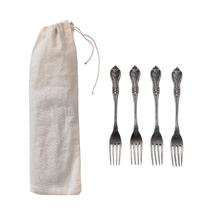 ส้อมทองเหลืองงานหัตถกรรมสีขาวแบบราชวงศ์4ชิ้นส้อมช้อนงานแฮนด์เมดดีไซน์ใหม่งานฝีมือ - Product Image 1