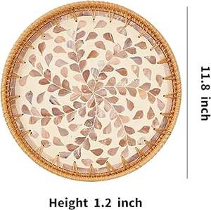 Rattan Bois Petit Déjeuner Alimentaire Serveur Plateaux Maison Vaisselle Vaisselle Décoratif Centres De Table Rattan Bois Plateau - Product Image 4